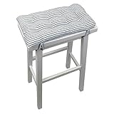 Saddle Seat Bar Stool Cushion - Latex Foam Fill, Reversible, Machine Washable - for Gaucho - Satori - Saddle Stools - Made in USA (Ticking Stripe Blue, Saddle Stool)