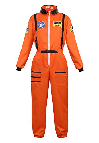 frawirshau Women’s Astronaut Costume Jumpsuit, Adult Space Costume for Halloween