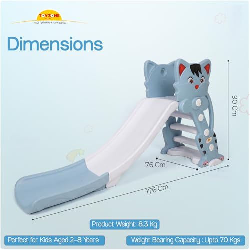 Image of Toyzone Tom Cat Slide for Kids | Baby Play Slide | Indoor & Outdoor Kids Slider | Easy Assembly | Safe Rounded Design | BIS Certified | Made in India | Kids Slide for 2-8 Years, Upto 70 kgs