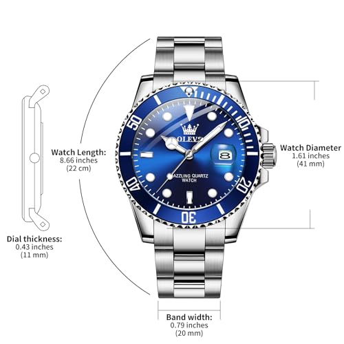 Image of OLEVS Luxury Watches for Men Dress Big Face Stainless Steel Analog Quartz