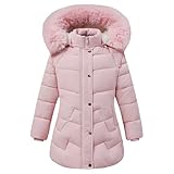 NAUYSWI Girls' Winter Down Alternative Coat，Kids Warm Hooded Puffer Jacket for Snow Play & Casual Outdoor