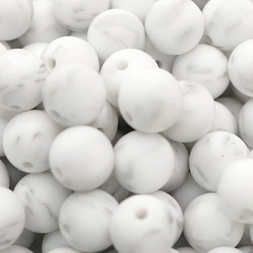 Miniatura 8 de Blue RABBIT CO - Cuentas de silicona de mármol para hacer llaveros, collares, pulseras (0.75 pulgadas, 50 unidades, mármol) a granel y surtidos de