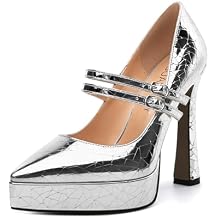 Womens High Heel Platform Pumps - Pointed Toe 2 Back Strap Buckle Dress Shoes for Work, Parties & Daily Wear, Fashion Stiletto Evening Heels