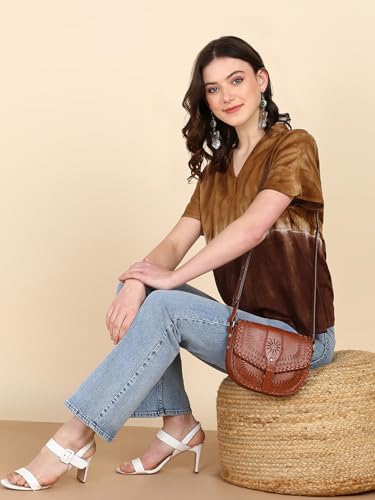 Image of Maaesa Hand Dyed Half Sleeves Rayon Top