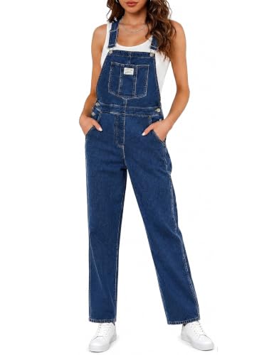 Image of Fengbay Denim Dungarees for Women UK Loose Wide Leg Denim Overalls Adjustable Straps Ladies Jean Jumpsuit with Pockets