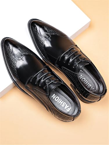 Image of Men's Vintage Dress Shoes Casual Oxford Formal Leather Shoes for Weddings Business Office Prom