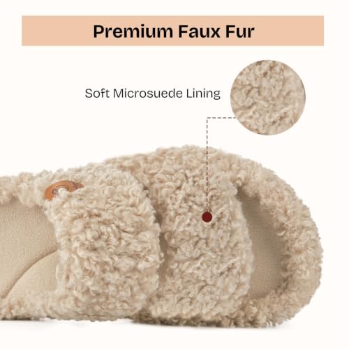 EverFoams Womens Fuzzy Open-toe Slippers Memory Foam Indoor House Shoes - Image 6