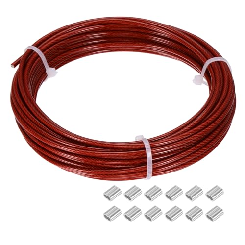 Cable de acero de 1/8" con manguitos de crimpado M3 para tendedero PATIKIL