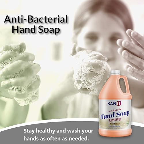 Image of Sanit Antibacterial Foaming Hand Soap Refill - Advanced Formula with Aloe Vera and Moisturizers - All-Natural Moisturizing Hand Wash - Made in USA, Original Gold, 1 Gallon