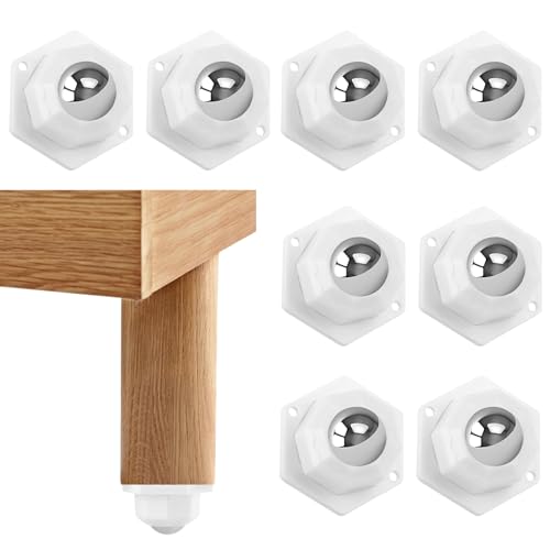 Ruedas para Muebles, 8 Piezas Ruedas para Mover Muebles Pesados, Ruedas para Electrodomesticos Pequeños Rotación de 360°, Ruedas Giratorias Pequeñas Autoadhesivas (Blanco)