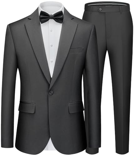 WEEN CHARM Mens Suits 2 Piece Slim Fit One-Button Wedding Tuxedo Suit Set | Notched Lapel Elegant Blazer Trousers Classic Fit Formal Wear Dress Suits for Prom Business Graduation Back to Scho product thumbnail 14