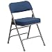 HERCULES Series Premium Curved Triple Braced and Double Hinged Navy Fabric Upholstered Metal Folding Chair