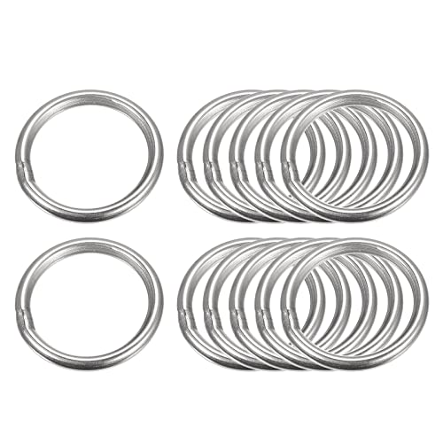 sourcing map 12 Stück O Ringe Edelstahl 304 Metallringe, 25 mm Außendurchm. 3 mm Dicke Geschweißter O-Ring für Befestigung Schrauben Haken Campinggürtel Hundeleinen Taschen Paracord Zubehör