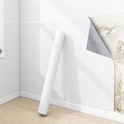 Koncey Papel Pintado Pared Antihumedad, Rollo de Papel Tapiz Aislante Termico Autoadhesivo, 5 mm Espuma XPE para Techos Cocina Dormitorio Sala de Estar(Blanco,50 x 500 CM)