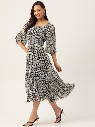 Litzo Women's Georgette A-Line Maxi Dress (L-66-Xxl_Black