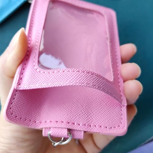 Image of 2 Pack Slim Credit Card Holder Back /Front Pocket Purse Wallets, Faux Leather ID Badge Holders for Carrying Keys, Metro Cards, with Metal Clasps&Key Rings