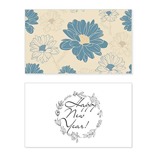 Tarjeta de felicitación de año nuevo con diseño de crisantemo azul elegante