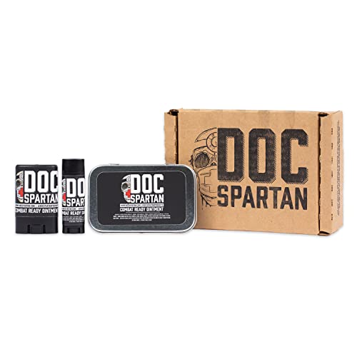 Doc Spartan Combat Ready Ointment, All-Natural First Aid Healing Balm for Cuts, Scrapes, and Burns – As Seen on Shark Tank – Made in USA (Triple Threat Pack of 3)