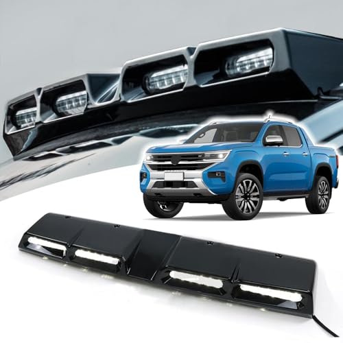 ABS Roof Top LED Light Bar Roof Top Light Spoiler 4 LED Lamp Accessories fit for VW Amarok 2023 2024 2025 Lamp Model LED DRL Spoiler Running Lamp, Car Accessories (Black)