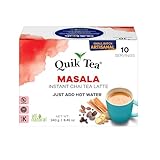 QuikTea Instant Masala Chai Tea Latte – 10 Count, Classic Latte with a Hearty Mix of Traditional Chai Spices, Low Caffeine, No Artificial Colors, Flavors or Preservatives – Just Add Hot Water, Non-GMO