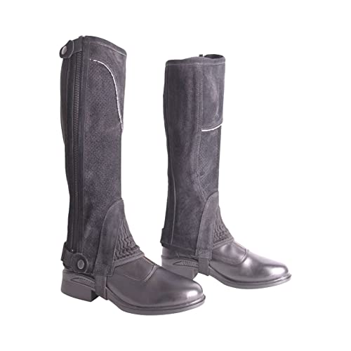 AK Wesley Breathable Real Suede Leather Half Chaps AKRS-2150 (XS, Black)