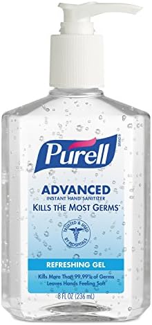 Purell Advanced Hand Sanitizer Refreshing Gel, Clean Scent, 8 fl oz Pump Bottle (Pack of 12), 9652-12