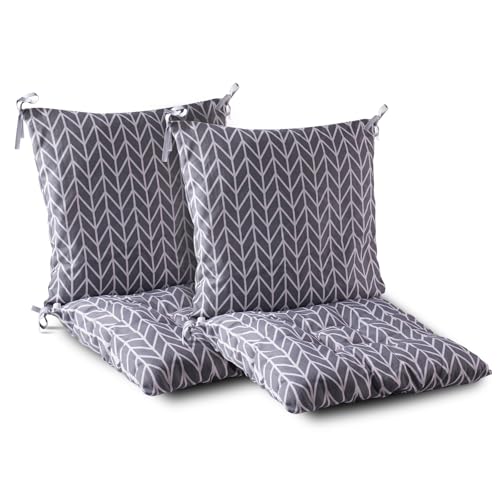 Gaxcent Set von 2 Stuhlkissen mit Rückenteil Sitz, Rückenkissen mit Bänder, Niedriglehner Auflage Polsterauflage Gartenstuhl...