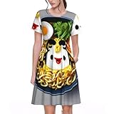 HGFVY Egg Cup Noodle Ramen - Vestido casual de verano para mujer, para picnic, vacaciones, manga corta, vestido con vuelo S-3XL, Negro -, Large