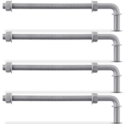 Otoolling 4 Pack 11 J-Bolt Gate Hinges with 5/8-11 Galvanized J Bolt Threaded Hinges for Cattle Corral Panels Chain Link Fence Include Nuts Washers