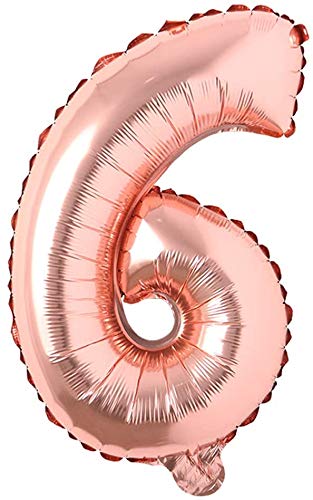 Image of GrandShop 50626 Six Number Foil Toy Balloon 17 inch Inch - Rose Gold