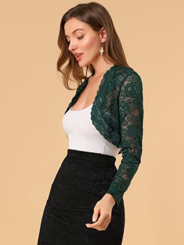Image of Allegra K Women's Elegant Crop Cardigan Sheer Floral Lace Bolero Shrug Top
