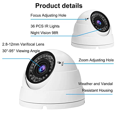 Anpviz Analog Cctv Camera Hd 1080P 4-In-1 Security Camera(Tvi/Ahd/Cvi/960H Cvbs) Analog Security Camera 2.8-12Mm Varifocal Lens 36 Ir-Leds Turret Dome Camera For Day& Night #TOP7
