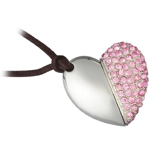 グリーンハウス USBフラッシュメモリ ハート型 4GB ラインストーン GH-UFD4GHTMR