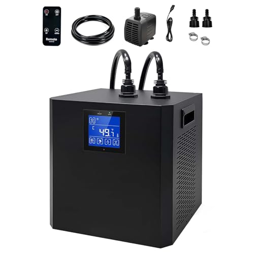 300L 水槽用チラー ウォータークーラー 1/3HP チラー タッチリモコンとウォーターポンプ付き 淡水・海水・サンゴ礁・水槽冷却水産養殖設備用