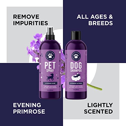 Dog Shampoo And Dog Deodorizing Spray - Cruelty Free Lavender Puppy Shampoo For Dry Skin And Dog Deodorizer For Smelly Dogs - Cleansing Oatmeal Dog Shampoo For Smelly Dogs And Dog Odor Spray For Fur #TOP3