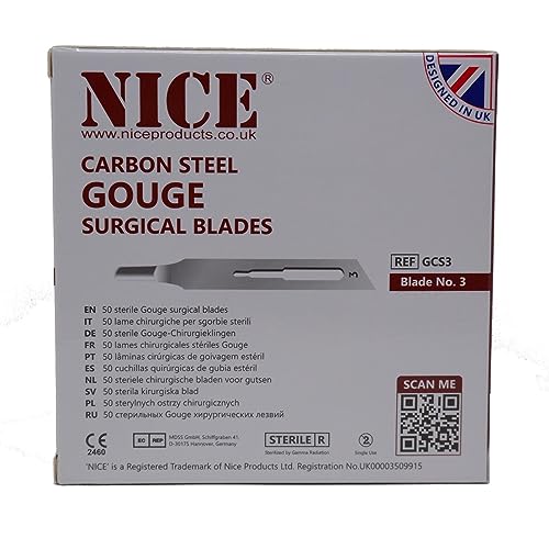 Cuchillas estériles GCS3 NICE No.3 de acero al carbono para repuesto de manicura profesional