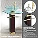 Renovators Supply Manufacturing Bohemia Modern Glass Pedestal Sink Combo Crystal Clear Tempered Glass Countertop Bathroom Vanity Vessel Sink, Gold Plated Faucet, Drain, Towel Bar and Wood Pedestal