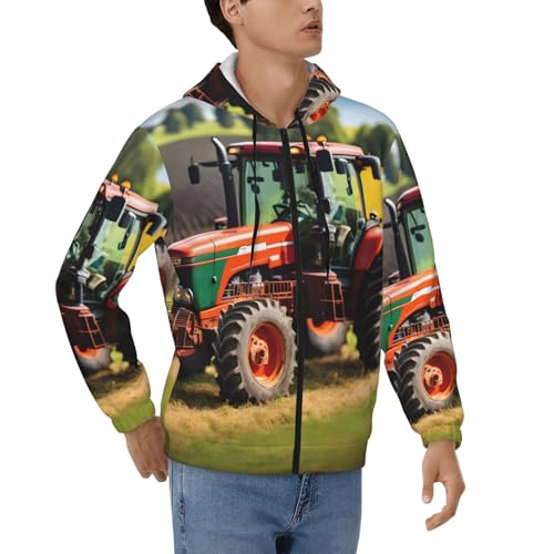 Tracteurs agricoles veste à capuche homme sweat zippé chaud et doux grande taille