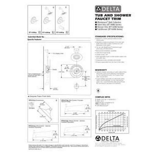 Delta Faucet Windemere 14 Series Single-Function Shower Handle Valve Trim Kit, Stainless Bt14096-Ss (Valve Not Included) 7.00 X 7.00 X 7.00 Inches #TOP1