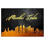 artboxONE Poster 30x20 cm Städte Gold-Skyline von Mumbai 