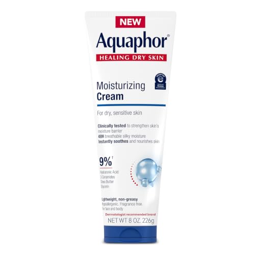 Aquaphor Moisturizing Face and Body Cream with Hyaluronic Acid, 8 OZ - image 1
