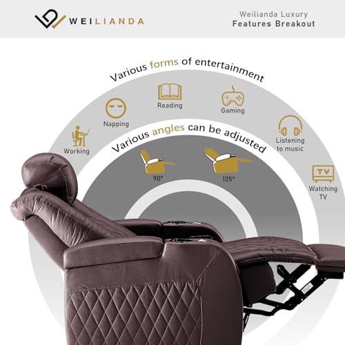 Image of Weilianda Home Theater Seating, Top Grain Leather Movie Theater Chair