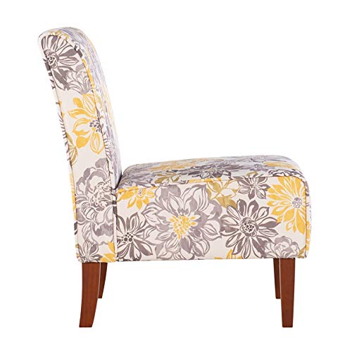 Linon Lily Gray & Yellow Polyester Side Chair #TOP4