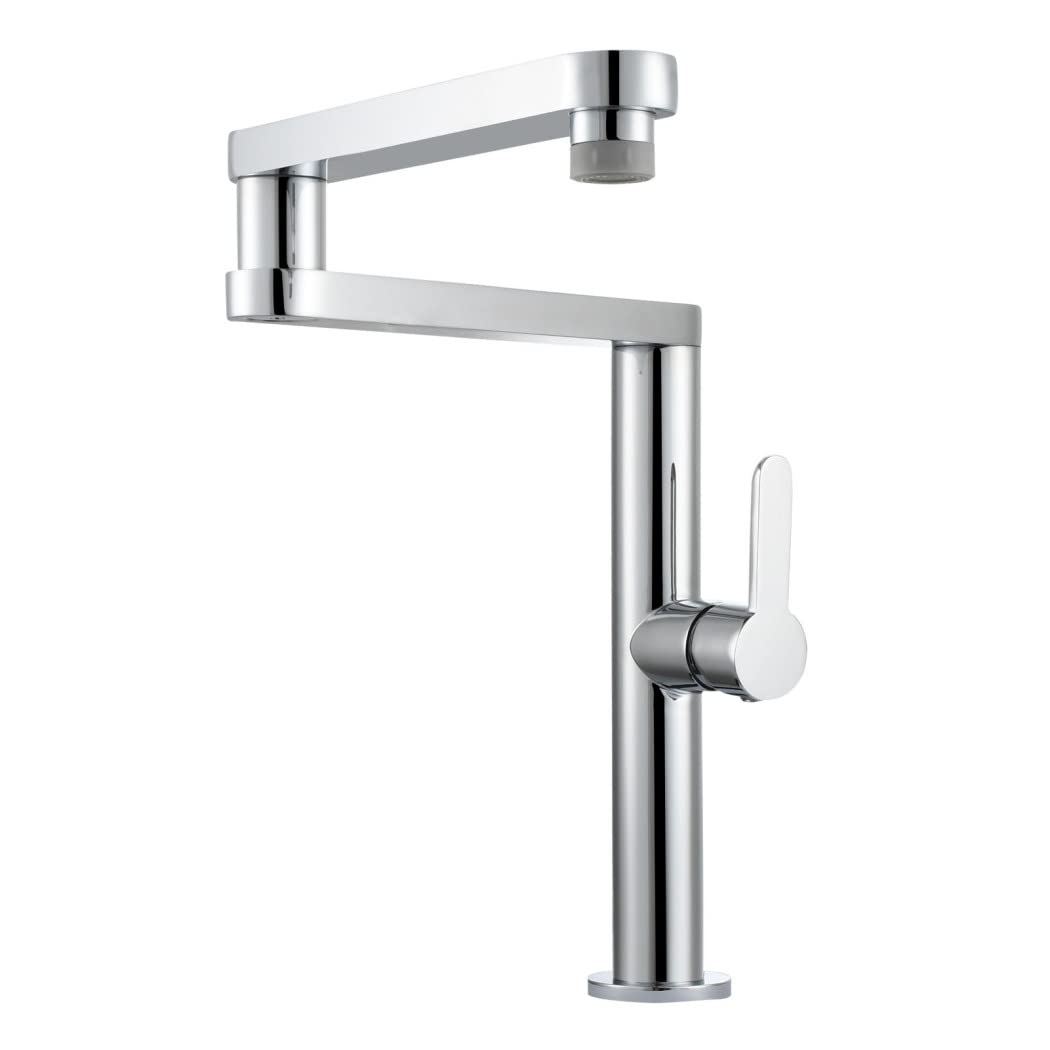 MXXQRHF Deck Mount Pot Filler Brass, Kitchen Sink Pot Filler Faucets, Single Handle Single Hole Kitchen Faucet, Kitchen Mixer Tap, Folding Sink Faucet 2 Functions,Chrome Auspicious Clouds