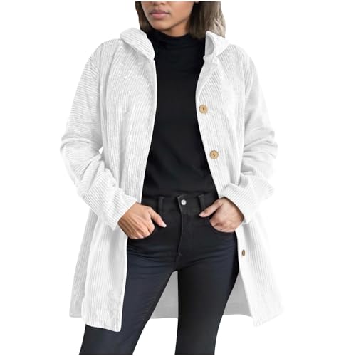 Cardigan long pour femme en velours côtelé coupe ample, veste oversize à poches