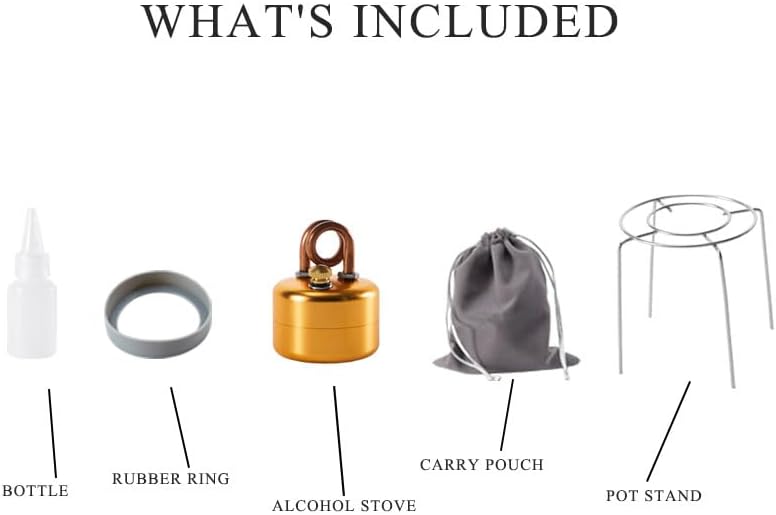 Miniatura 3 de Mini estufa de campamento con alcohol, quemador de alcohol ligero de latón y aluminio con soporte, calentamiento más rápido, perfecto para