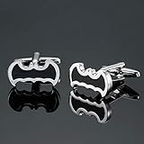 VWCDO Manschettenknöpfe aus Kupfer für Herren, französische Hemden, Superman-Superhelden-Serie, Manschettenknöpfe Silber Schwarz Batman
