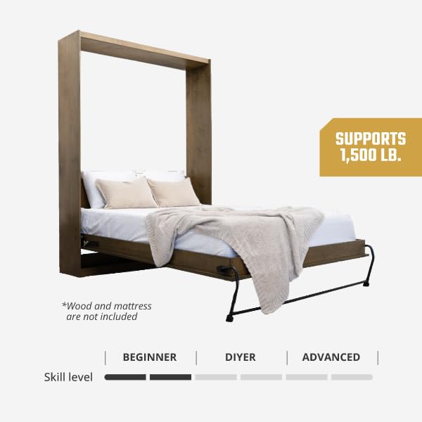 Wilding Wallbeds Murphy Bed Mechanism Kit, Twin Size, DIY Piston Lift Hardware for Cabinet Bed, Easy to Follow Instructions, Supports 1,500lbs