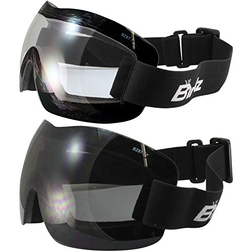 Birdz Eyewear Starling Skydiving Motorcycle Goggles Frameless 2 Pairs Clear & Smoke Lenses #TOP13