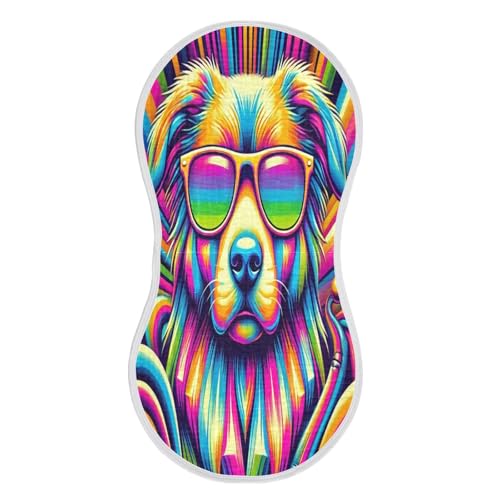 Dog Sunglasses Colorful Baby Burp Cloths Soft Burp Cloth Burp Rags Cotton Burp Clothes Absorbent Muslin Burp Cloths for Girl Unisex Boy Newborn 1 Pack 22x11 Inches